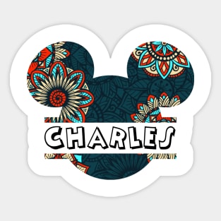 Charles Name With Seamless Pattern Sticker